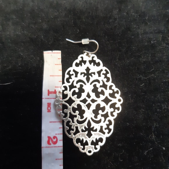 Silver Lace Statement Earrings - Picture 2 of 3
